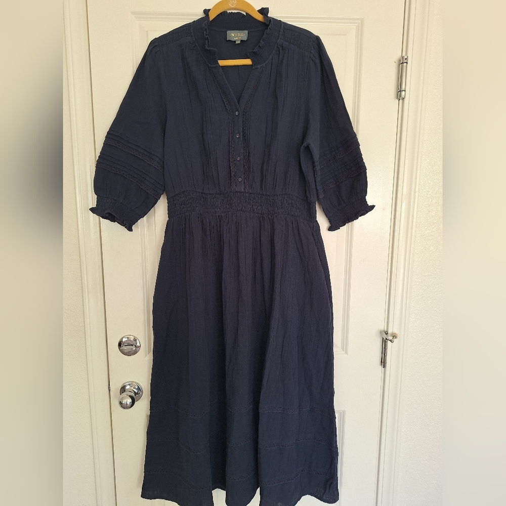 WYSE London Women’s Embroidered Maxi Dress in Blue Size 5R/1x